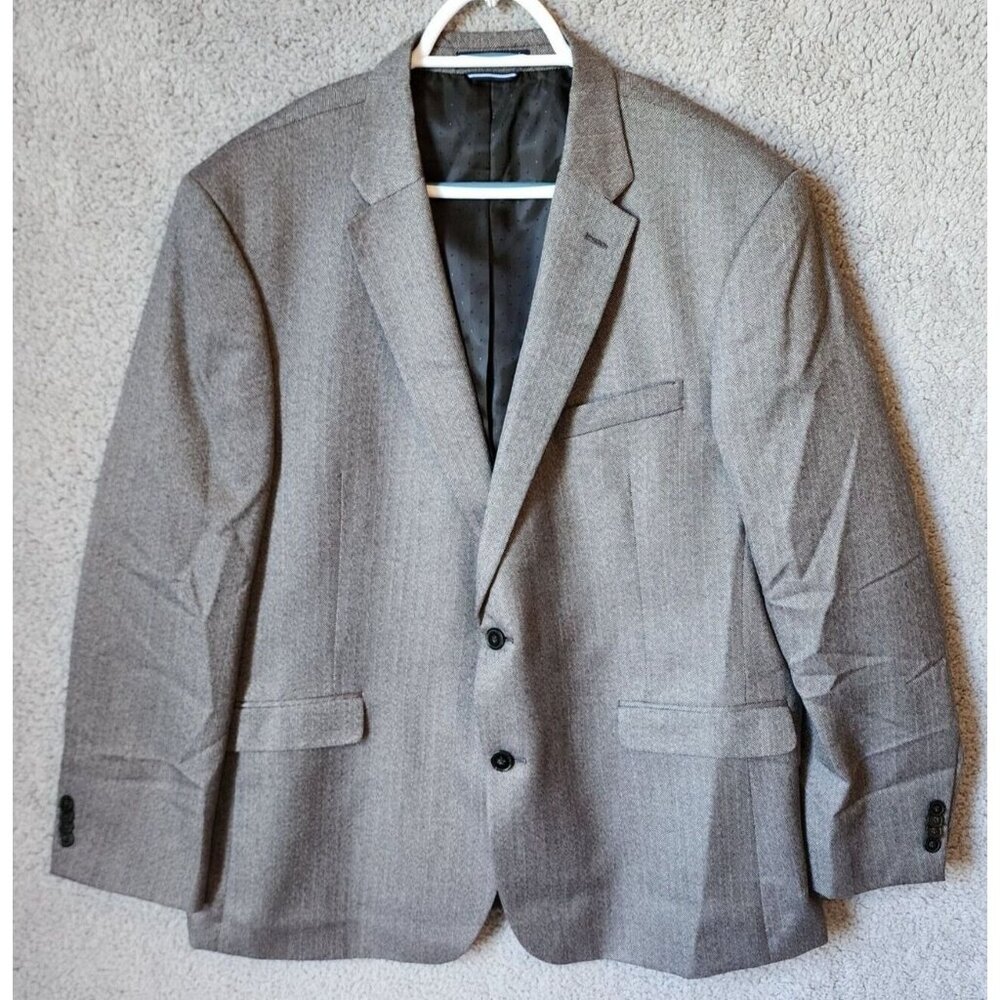 Tommy Hilfiger Gray Houndstooth‎ 2 Button Suit Jacket Sport Coat Blazer Size 46R